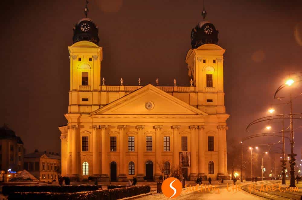 Debrecen Great Church by night Debrecen Great Church by night
