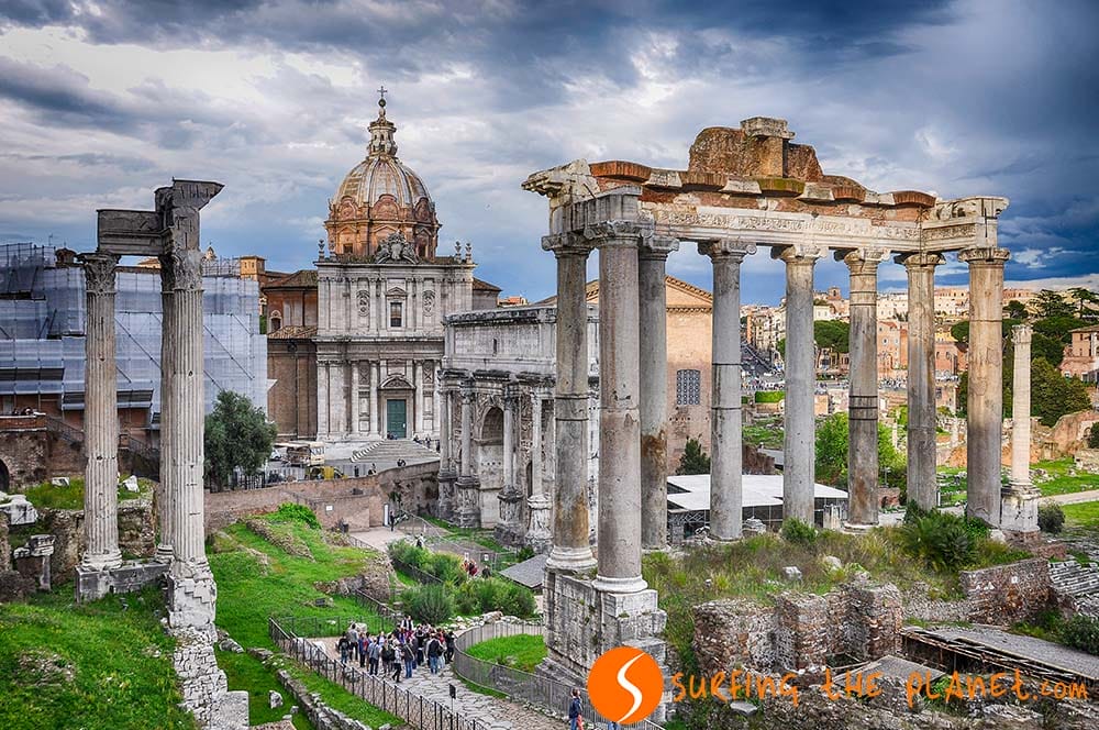 Forum Romanum with clouds, Rome, Italy Forum Romanum, Rome, Italy