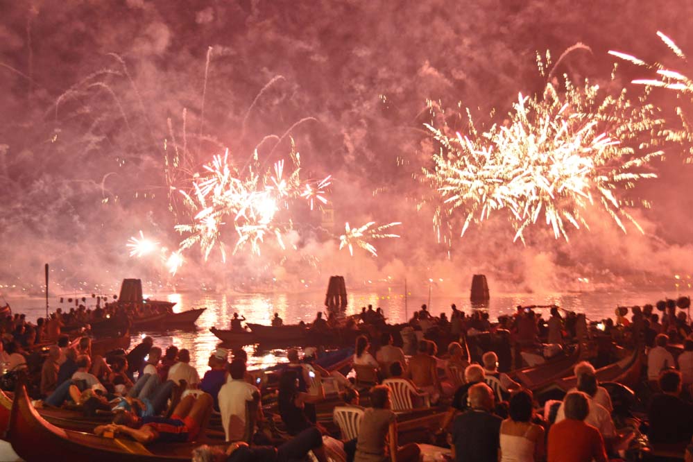 Colorful fireworks Redentore Venice