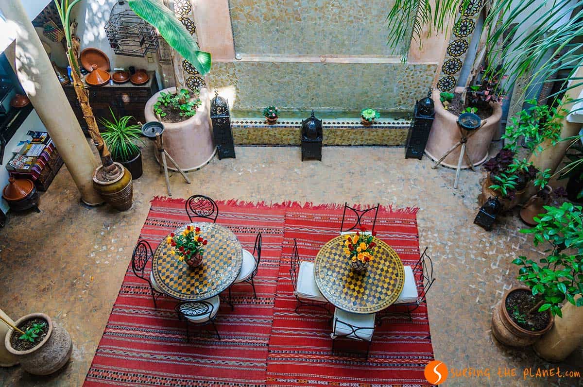 Where to stay in Marrakesh, The courtyard from above, Riad Mur Akush, Marrakesh Where to stay in Marrakesh, The courtyard from above, Riad Mur Akush, Marrakesh