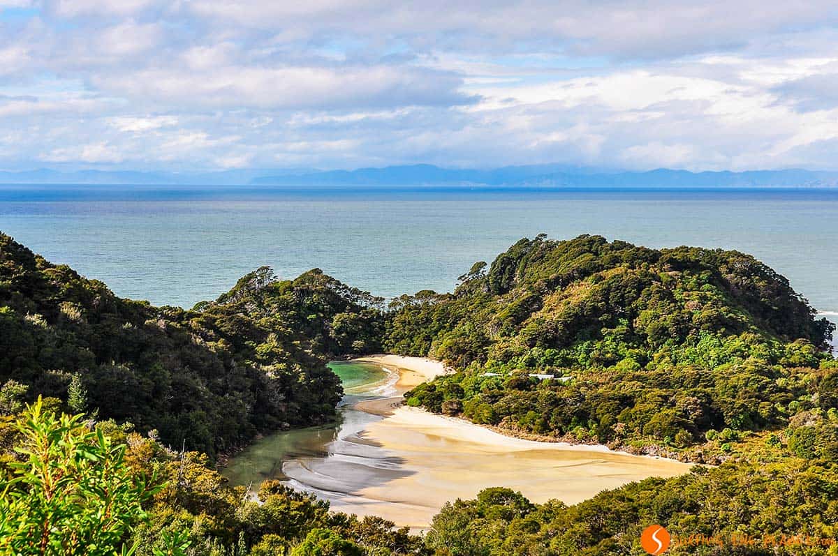 Playa virgen, Abel Tasman, Nueva Zelanda Playa virgen, Abel Tasman, Nueva Zelanda