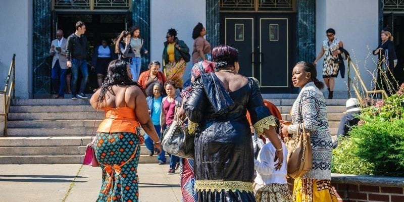 Entrada Iglesia Bautista, Harlem, Manhattan, Nueva York, Estados Unidos