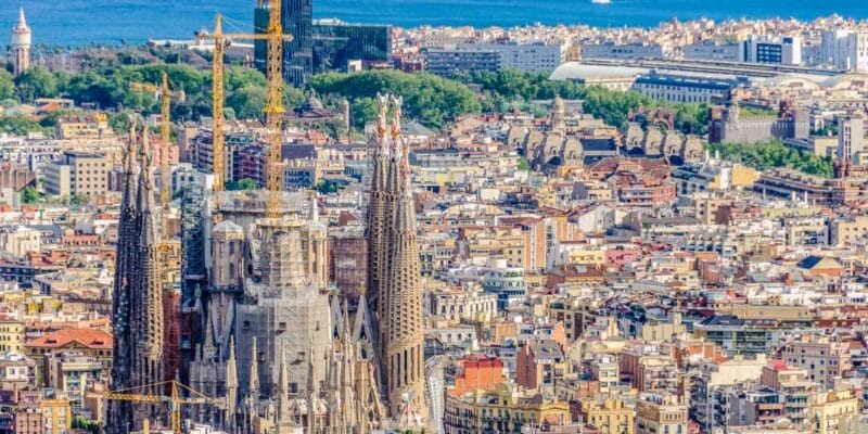 Vista aerea de la Sagrada Familia, Barcelona, Cataluña